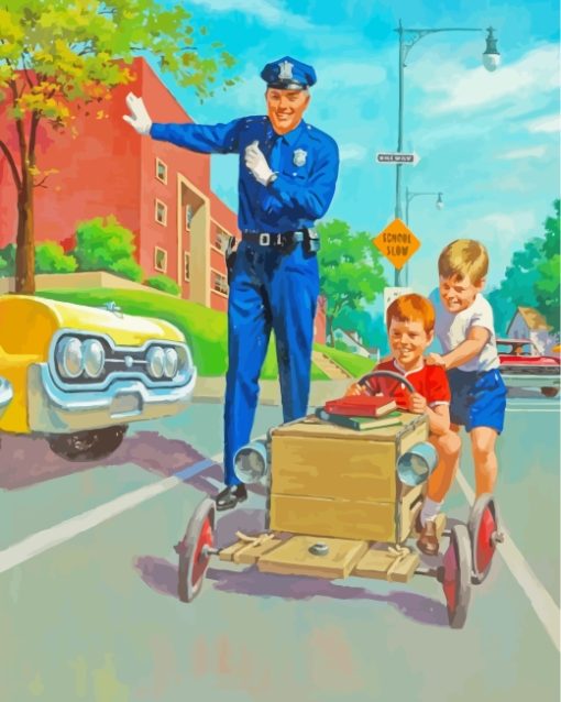 Policeman And Boys paint by numbers