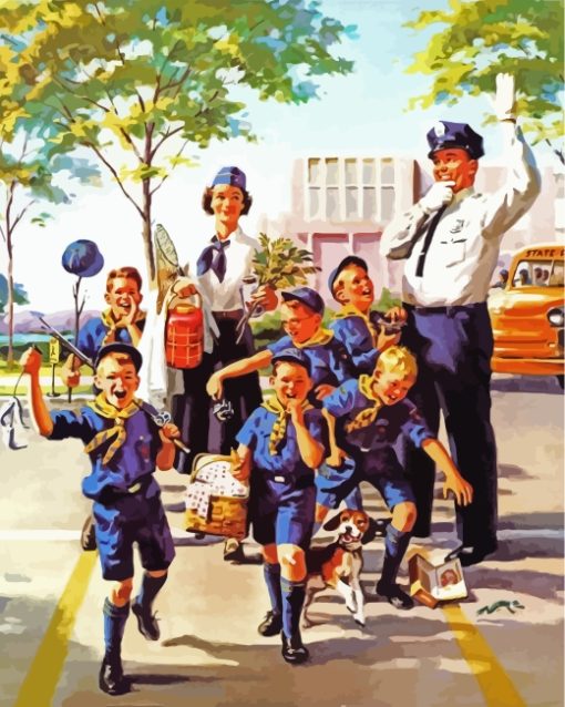 Policeman And Kids paint by numbers