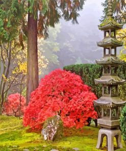 Portland Japanese Garden Oregon paint by numbers