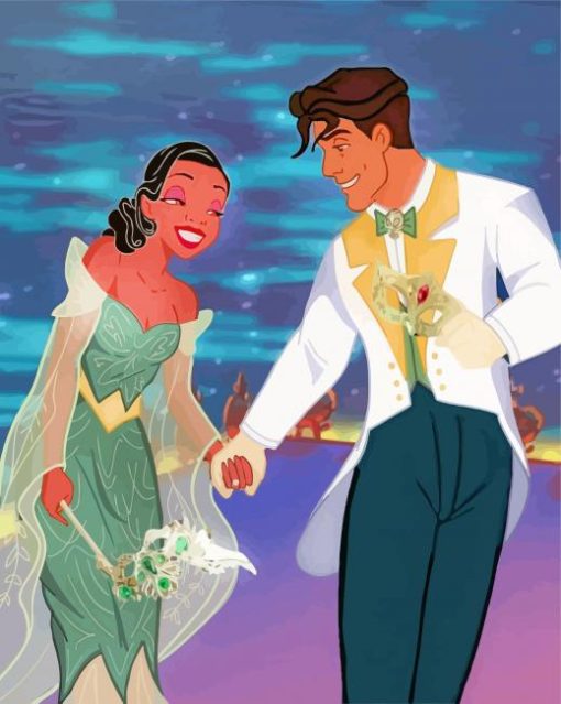 Princess Tiana And Her Prince paint by numbers