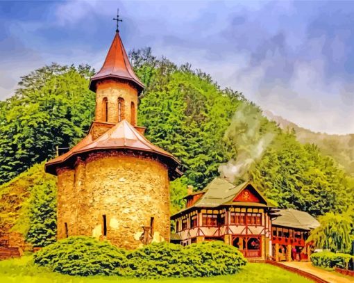 Prislop Monastery Transylvania paint by numbers