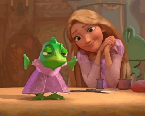 Rapunzel And Pascal Tangled paint by numbers