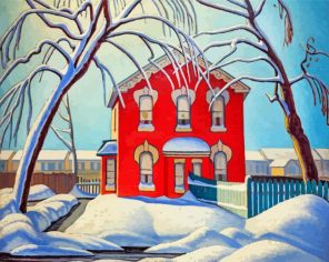 Red House Winter By Lawren paint by numbers
