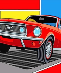 Red Mustang Car paint by numbers