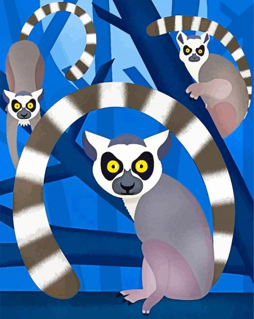 Ring-Tailed Lemurs paint by numbers