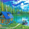 Rustic Forest Cabin paint by numbers
