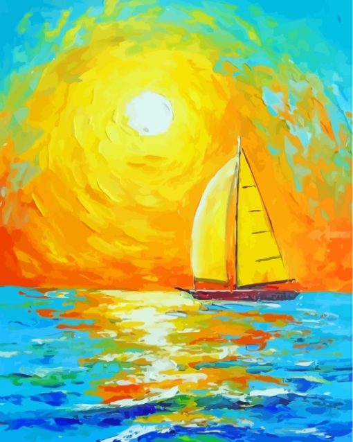 Sailboat Sunrise paint by numbers