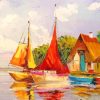 Sailboats Near Shore paint by numbers