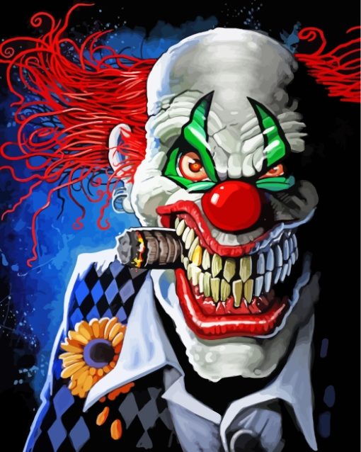 Scary Clown Face paint by numbers