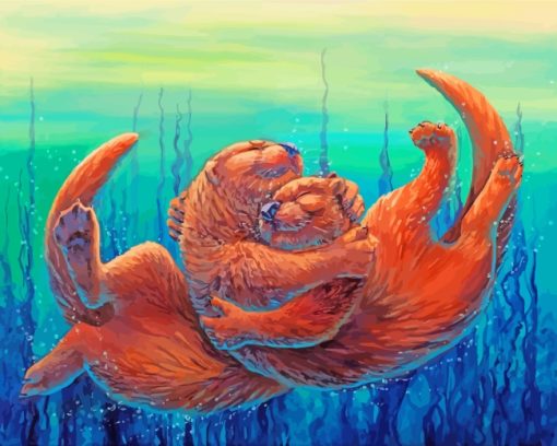 Aquatic Sea Otters paint by numbers
