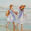 Sisters Holding Hands In Beach paint by numbers