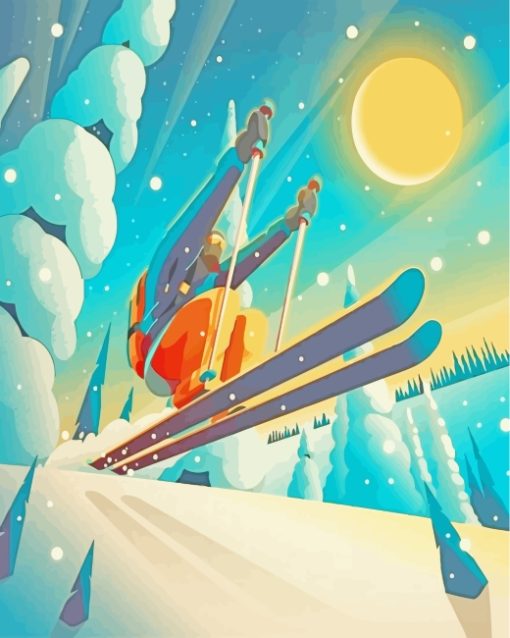 Skiing Illustration paint by numbers