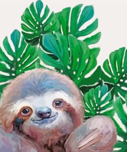 Sloth With Leaves paint by numbers