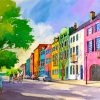 Rainbow Row Buildings In South Carolina paint by numbers