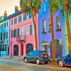 Rainbow Row Buildings paint by numbers