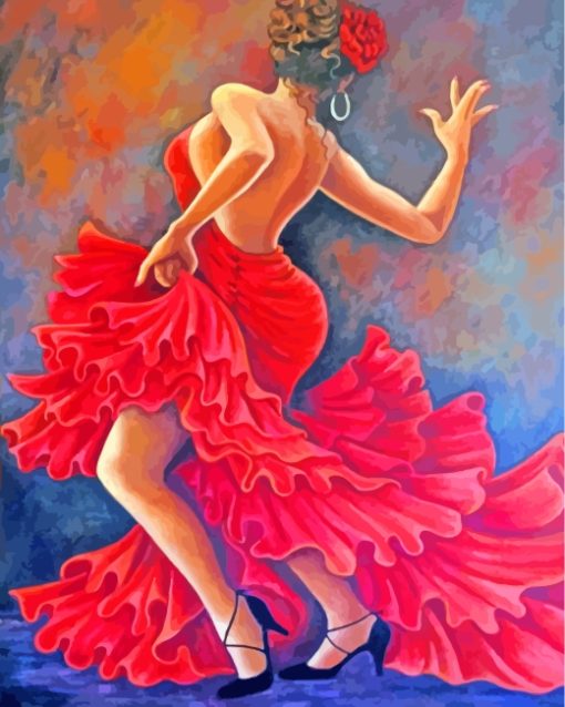 Spanish Dancer Red Dress e paint by numbers