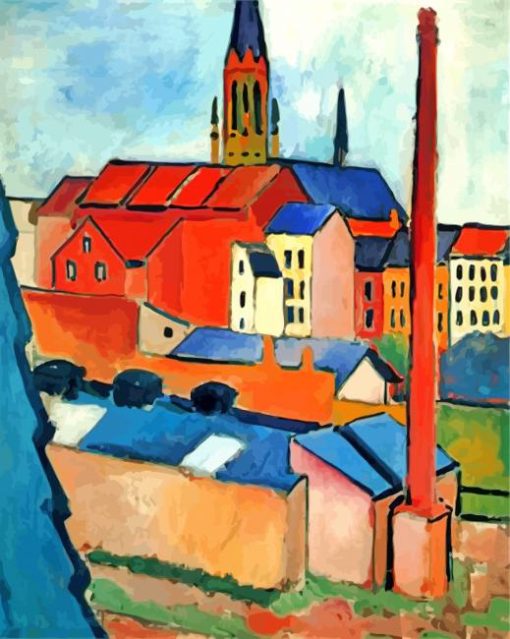 St Mary With Houses And Money By Macke paint by numbers