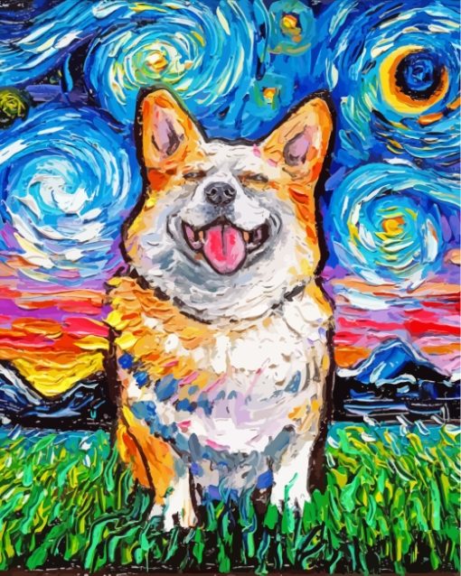 Starry Night Corgi paint by numbers
