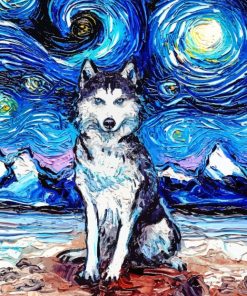 Starry Night Husky paint by numbers