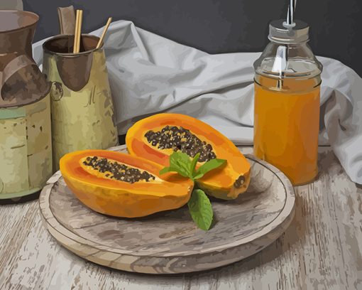 Still Life Papaya Fruit paint by numbers