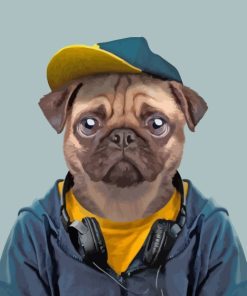 Stylish Pug Dog paint by numbers