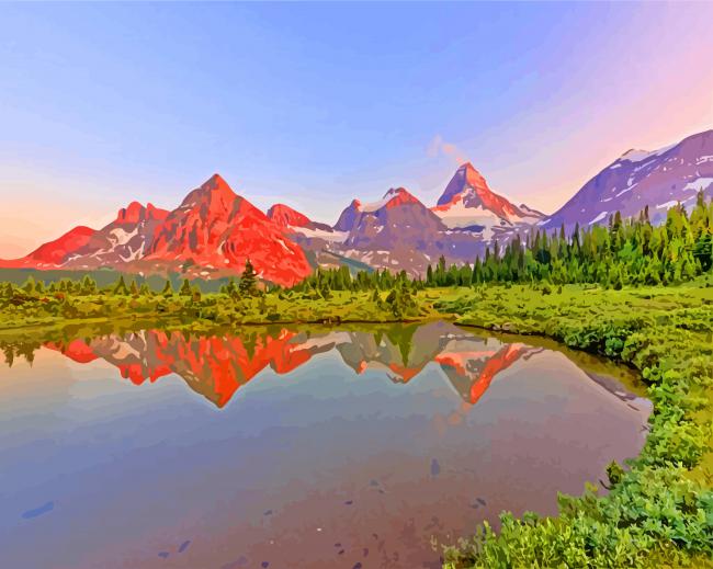 Sunset View In Mount Assiniboine Canada paint by numbers