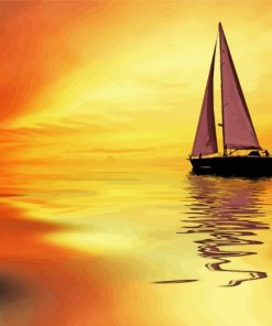 Sunset Sailboat Silhouette paint by numbers