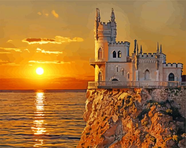 The Sunrise At Swallow's Nest Castle Art paint by numbers
