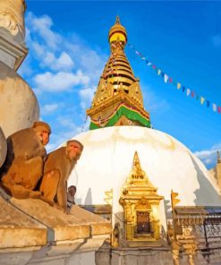 Swayambhunath Stupa Kathmandu Nepal paint by numbers