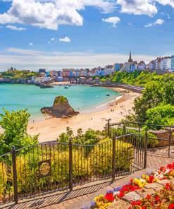 Tenby Beach And Park Pembrokeshire Wales UK paint by numbers