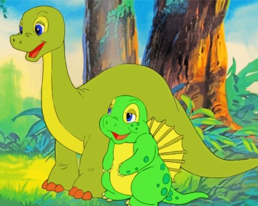 The Little Dinosaur Cartoon paint by numbers