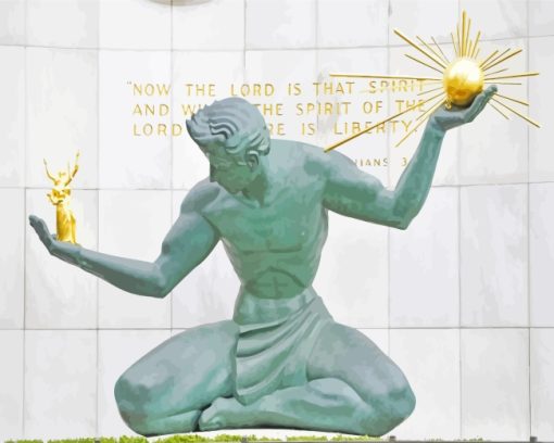 The Spirit of Detroit Monument paint by numbers