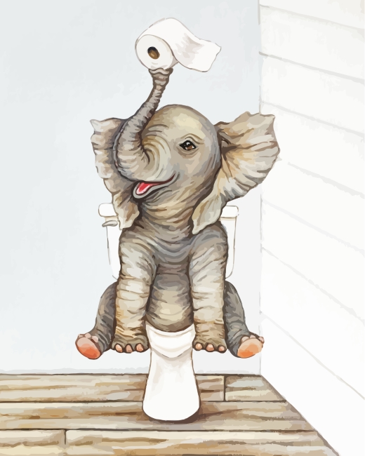 Elephant In Toilet paint by numbers