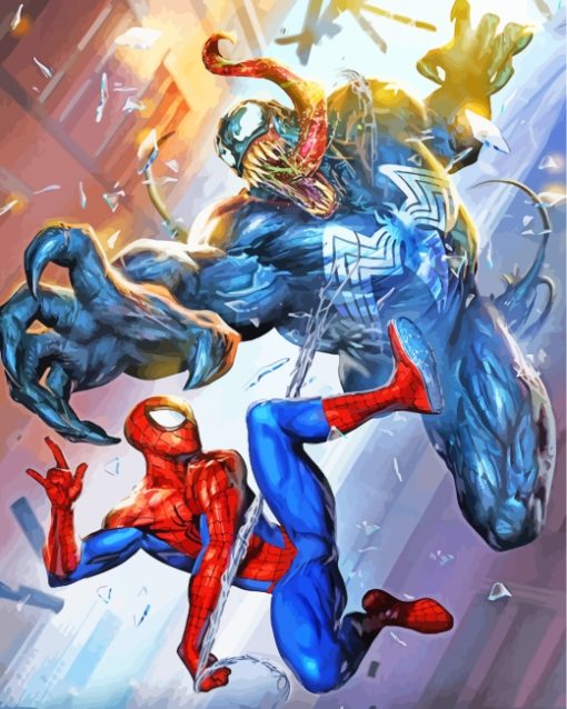 Venom And Spider Man Superheroes paint by numbers