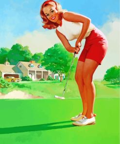 Vintage Golfer Woman paint by numbers