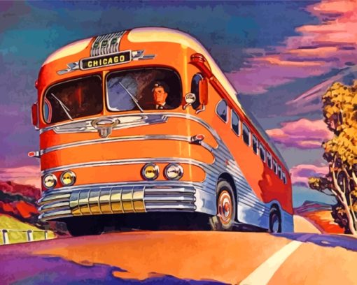 Vintage School Bus paint by numbers