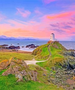Wales Llanddwyn Lighthouse At Sunset paint by numbers