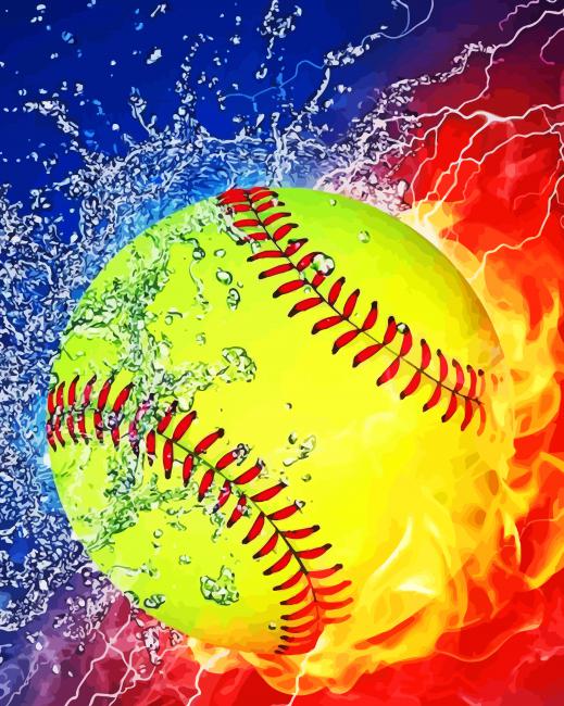 Water Fire Baseball Softball paint by numbers