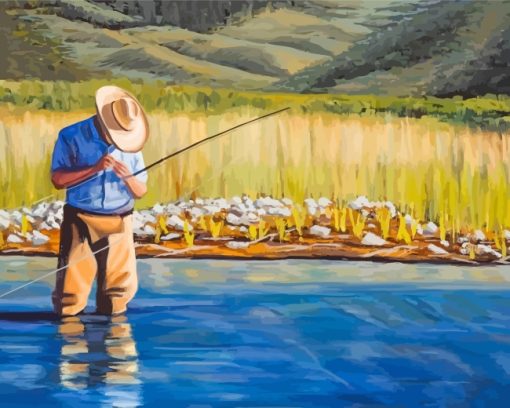 Wastern Man Fishing paint by numbers