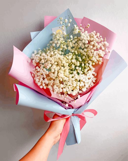 Bouquet White Baby Breath paint by numbers