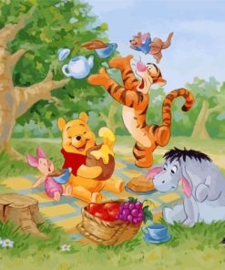 Winnie The Pooh Picnic paint by numbers