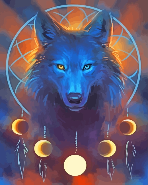 Wolf Dream Catcher paint by numbers