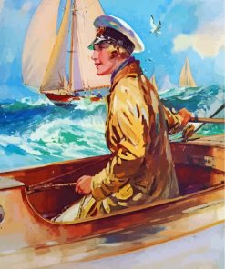 Woman In Boat Sailing paint by numbers