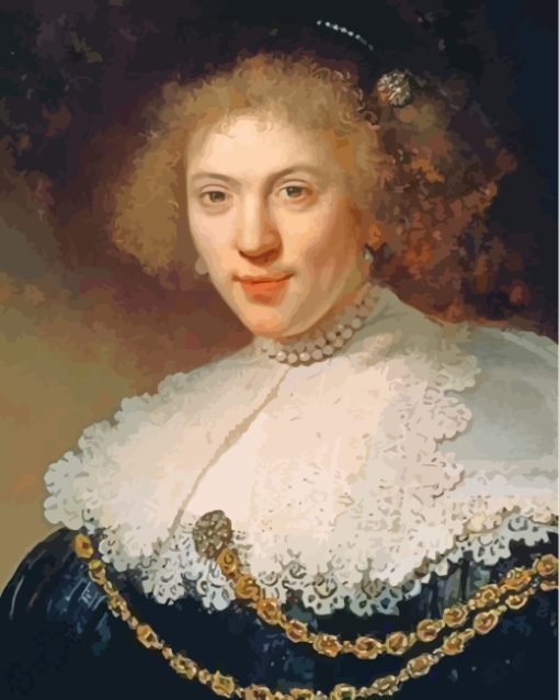 Portrait Of A Woman Wearing Gold Chain paint by numbers