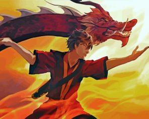 Zuko And Dragon Anime paint by numbers