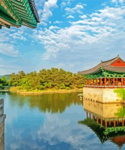 Donggung Palace and Wolji Pond South Korea paint by numbers