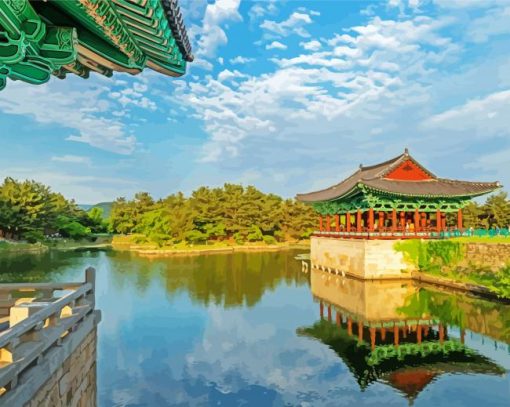 Donggung Palace and Wolji Pond South Korea paint by numbers
