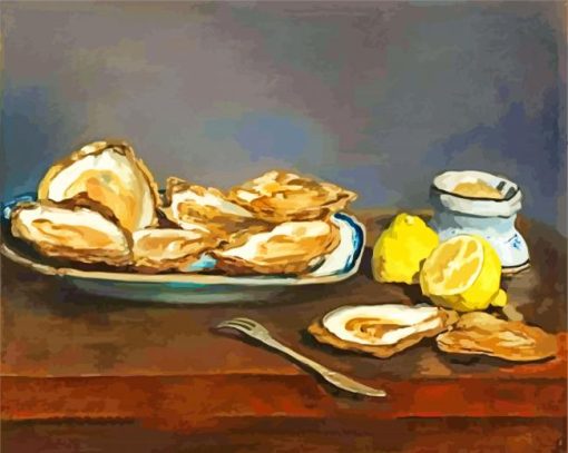 Fresh Oysters With Lemon paint by numbers