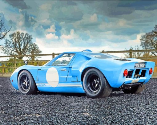 Aesthetic Blue Racing Car Ford Gt40-paint-by-number