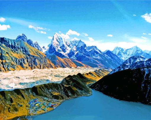 Aesthetic Gokyo Lakes paint by numbers